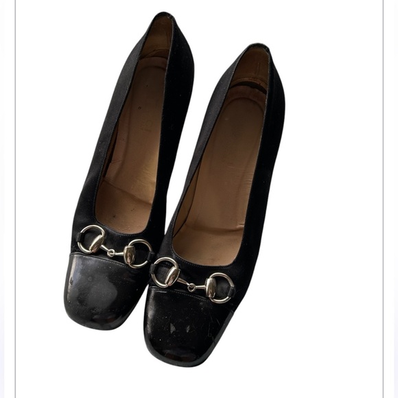 Gucci Shoes - Gucci Vintage black cap toe block heels horsebit Italy Size 9.5